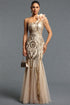 Romelle Elegant Contour One Shoulder Sequin Floral Mesh Maxi Dress