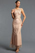 Palez Romantic Round Neck Sleeveless Sequin Tulle Maxi Dress