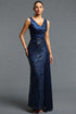 Ernie Elegant Contour V Neck Sleeveless Sequined Maxi Dress