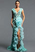Margot Romantic V Neck Sleeveless Sequin Floral Ruched Slit Maxi Dress