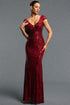 Isabeau Elegant V Neck Sequin Mermaid Red Maxi Dress