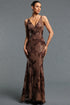 Jucana Elegant Contour V Neck Sleeveless Floral Sequin Maxi Dress