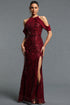 Lave Classic Halter Sequin Slit Maxi Dress