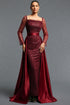 Taliyah Classic Square Neck Long Sleeve Sequin Detachable Cape Maxi Dress