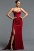 Wille Sexy Spaghetti Strap V Neck Rhinestone Corset Slit Maxi Dress