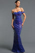 Spiral Elegant Off Shoulder Iridescent Sequin Mermaid Maxi Dress