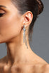 Saliya Luxury Curved Rhinestone Long Tassel  Earrings