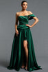 Ivanna Elegant Strapless Satin High Slit Long Train Maxi Dress