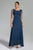 Blanche Diamante Pleated Mesh Satin Maxi Dress - Navy