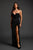 Rerily Corset Strapless High Slit Velvet Maxi Dress