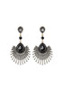 Irosa Vintage Black Crystal Radiating Fan Shaped Tassel Earrings