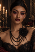 Sila Romantic Floral Feather Tulle Multi Layer Necklace