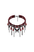 Ymmi Red Black Leopard Butterfly Tassel Choker