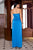 Buffy Satin Pleating Slit Dress - Blue