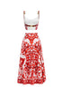 Kaona Halter Floral Printed Red Top And Skirt Two-Piece Set