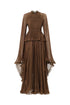 Ethel Resort Flowy Long Sleeve Ruffle Pleated Woven Maxi Dress