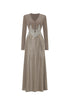 Kaia Elegant Contour Long Sleeve Buttoned Lace Knit Maxi Dress