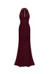 Ulasa Sleeveless Ruched Mesh Red Maxi Dress
