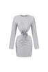 Ella Long Sleeves Flowers Hollow Backless Diamond Mini Dress