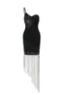Garina One Shoulder Sleeveless Strapless Diamond Bandage Midi Dress