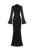 Gilian Long Sleeves High Neck Diamond Maxi Dress