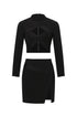 Sinai Long Sleeves Hollow Out Slit  Bandage Mini Two-Piece Set