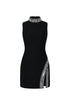 Kianala Bandage  Sleeveless High Neck Diamond Slit Mini Dress