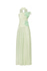 Mellies One Shoulder Floral Ruched High Slit Maxi Dress