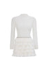 Kerta Classic Contour Crystal Ruffle Mesh White Mini Dress