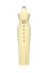 Lanla Chic Contour Halter Metal Buckle Bandage Maxi Dress