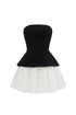 Jillian Classic Tailored Strapless Contrast Floral Velvet Mini Dress
