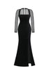 Rae Elegant  Contour Long Sleeve High Slit Velvet Maxi Dress