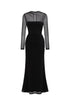 Tiaka Elegant Contour Long Sleeve Drape Mesh Knit Maxi Dress