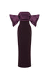 Sareka Elegant Tailored Off Shoulder Pleated Satin Maxi Dress