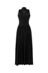 Vincy Chic Contour Halter Metal Ring High Slit Maxi Dress