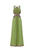 Melisa Chic Flowy Halter Pleated Cut Out Sequin Maxi Dress
