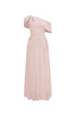 Salina Elegant Contour Sleeveless Asymmetric Cut Out Ruched Pink Knit Maxi Dress