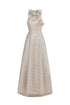 Ksenia Elegant Tailored Halter Floral Appliqu¨¦ Pearl Maxi Dress