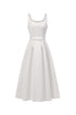 Walda Elegant Tailored Square Neck Sleeveless Bow Pearl Woven Maxi Dress