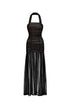 Izara Chic Contour Halter Ruched Tulle Maxi Dress