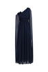 Yannei Elegant Flowy One Shoulder Ruched Floral Maxi Dress