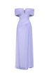 Vikare Romantic Contour Off Shoulder Deep V Cut Out Pleated Mesh Maxi Dress