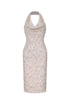 Pablo Chic Contour Halter Cowl Neck Sequin Midi Dress