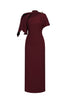 Ferean Elegant Tailored Short Sleeve Asymmetric Drape Maxi Dress