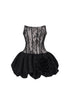 Rivka Chic Contour Strapless Lace Corset Puff Mini Dress