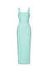 Shea Elegant Contour Square Neck Floral Pearl Bandage Green Maxi Dress