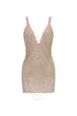 Hunter Sexy Contour Deep V Beaded Chain Chainmail Mini Dress
