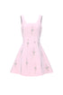 Falisa Classic Tailored Square Neck Rhinestone Woven Mini Dress