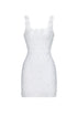 Krome Elegant Fitted Square Neck Floral Pearl Embellished Bandage White Mini Dress