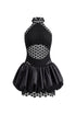 Lasa Stylish Cinched-Waist Halter Cut Out Lace Mini Dress